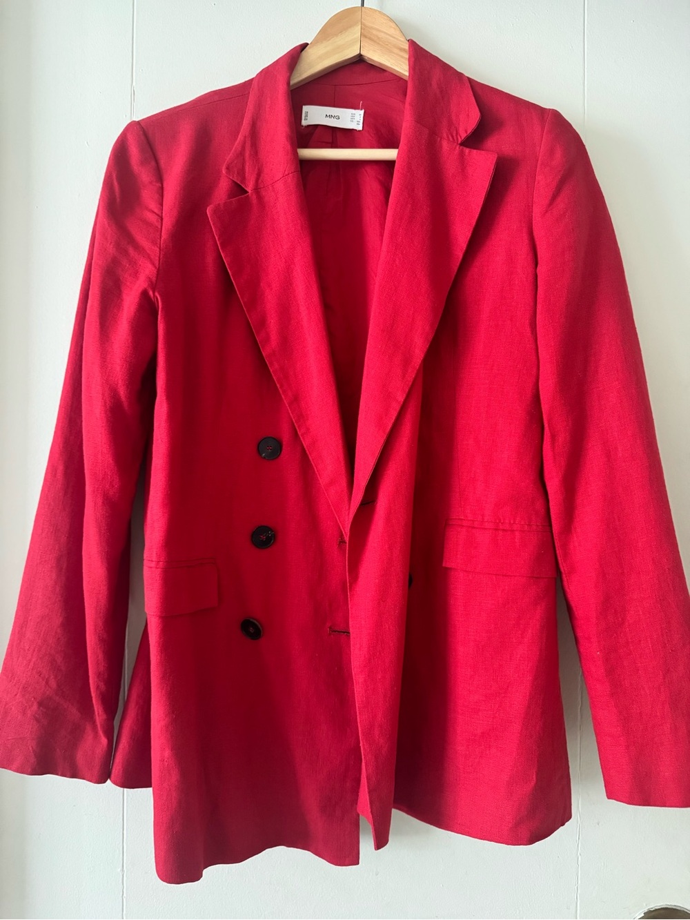 Mango Vibrant Red Double-Breasted Blazer